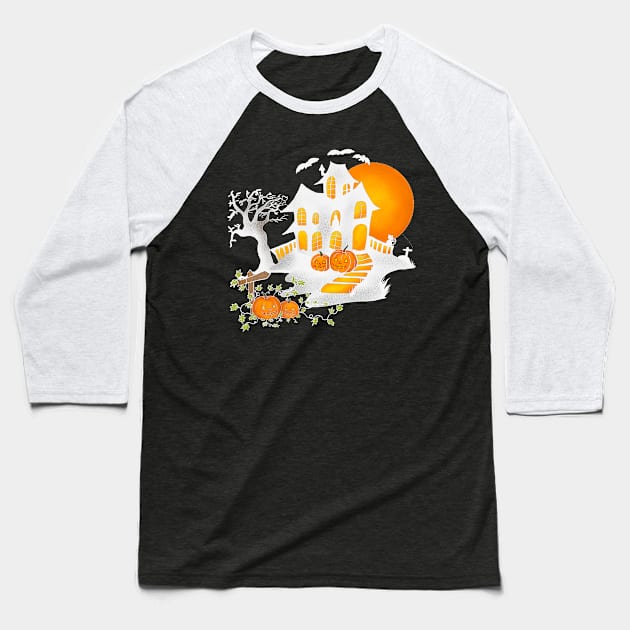 Halloween scary castle Baseball T-Shirt by BB Funny Store